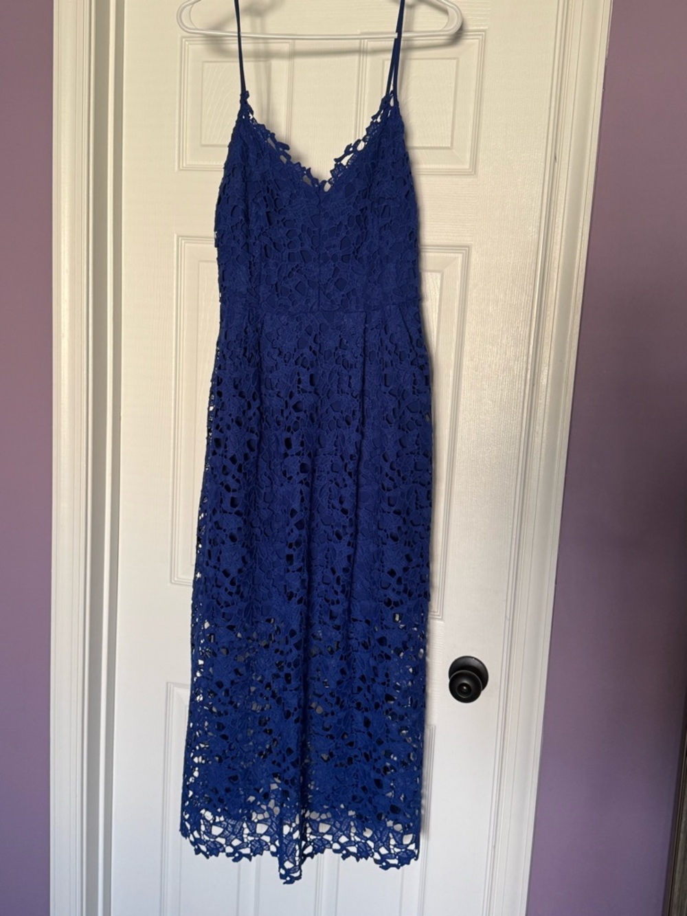 Astr Royal Blue Lace Spaghetti Strap Midi Dress